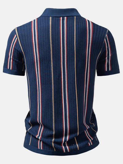 hola CROCHET STRIPED SHIRT WITH BUTTONS & STRAIGHT LEG LINEN PANTS