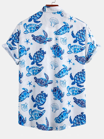 Tyrone® | Turtle Print Button Up Shirt & Swim Shorts