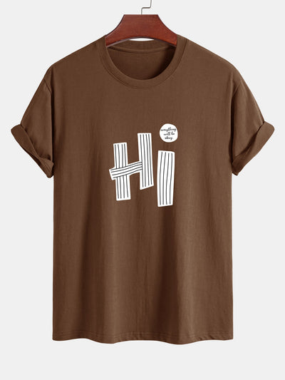 Mercurio® | Hi Slogan Lines Print Cotton T-Shirt