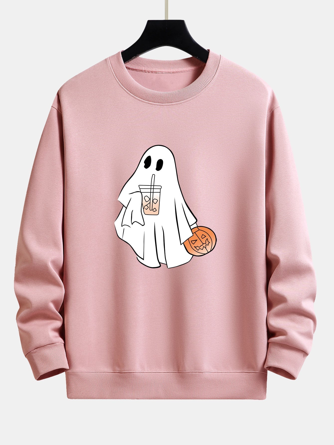 Bruno® | Halloween Ghost Drinking Coffee Pumpkin Print Relax Fit Sweatshirt