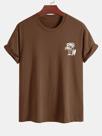 Darío® | Palm Tree Surfboard Print Cotton T-Shirt