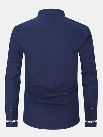Gabino® | Long Sleeve Contrast Stand Collar Oxford Shirt