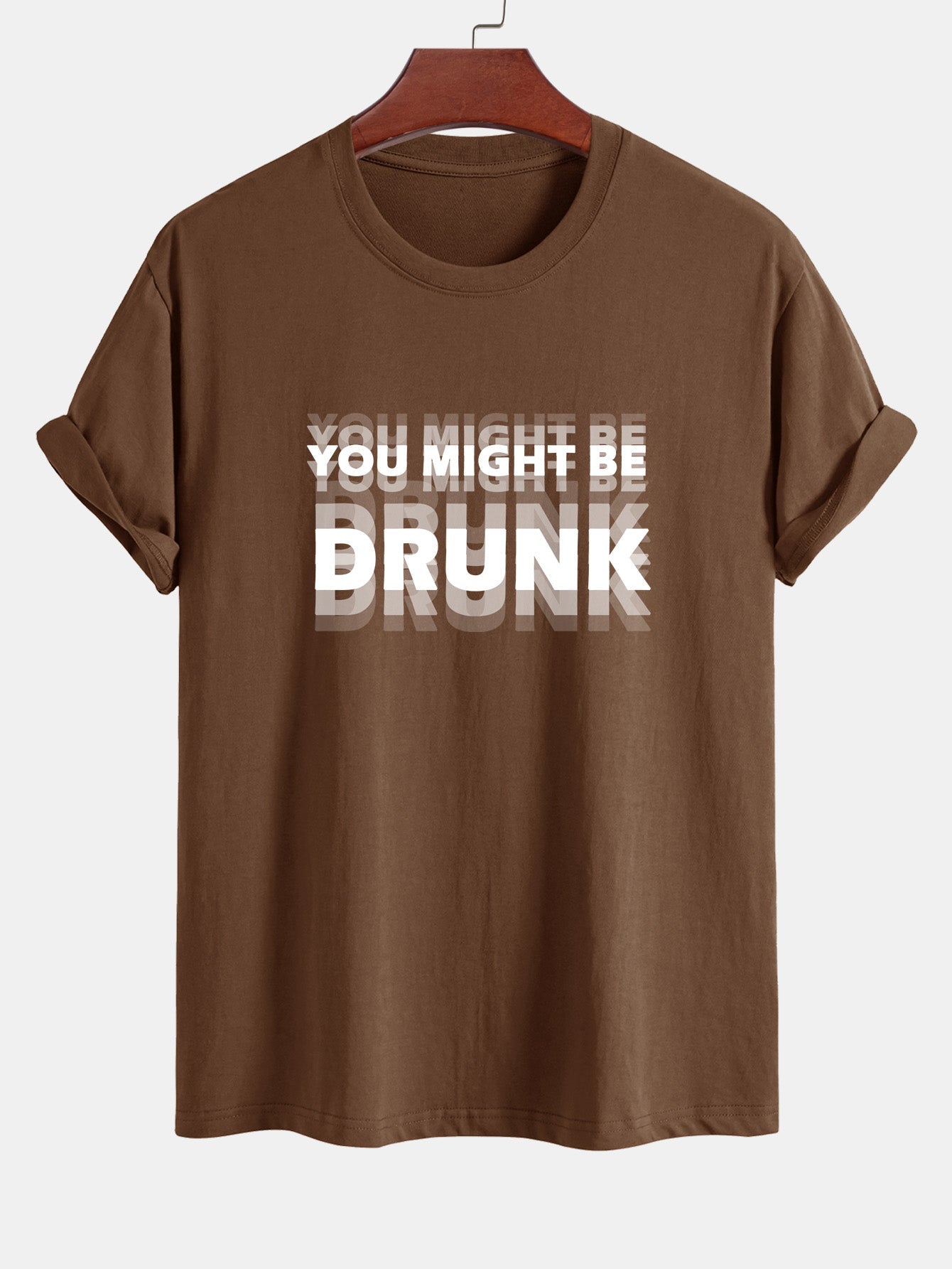 Elijah® | Regular Fit You Might Be Drunk Print Cotton T-Shirt
