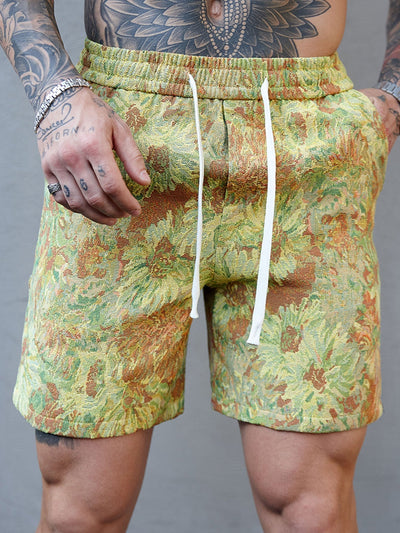 Alan | Oil Painting Floral Print Drawstring Shorts