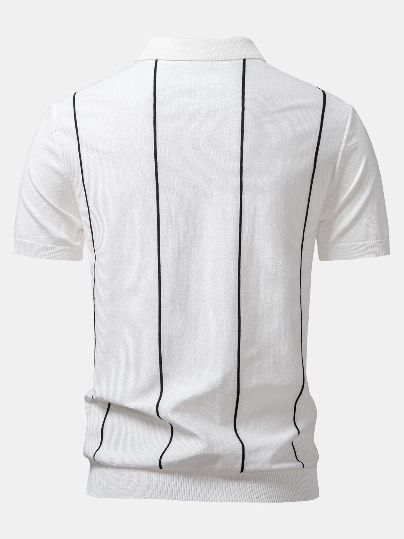 David | Stripe Zip Up Knitted Polo Shirt