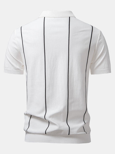 David | Stripe Zip Up Knitted Polo Shirt