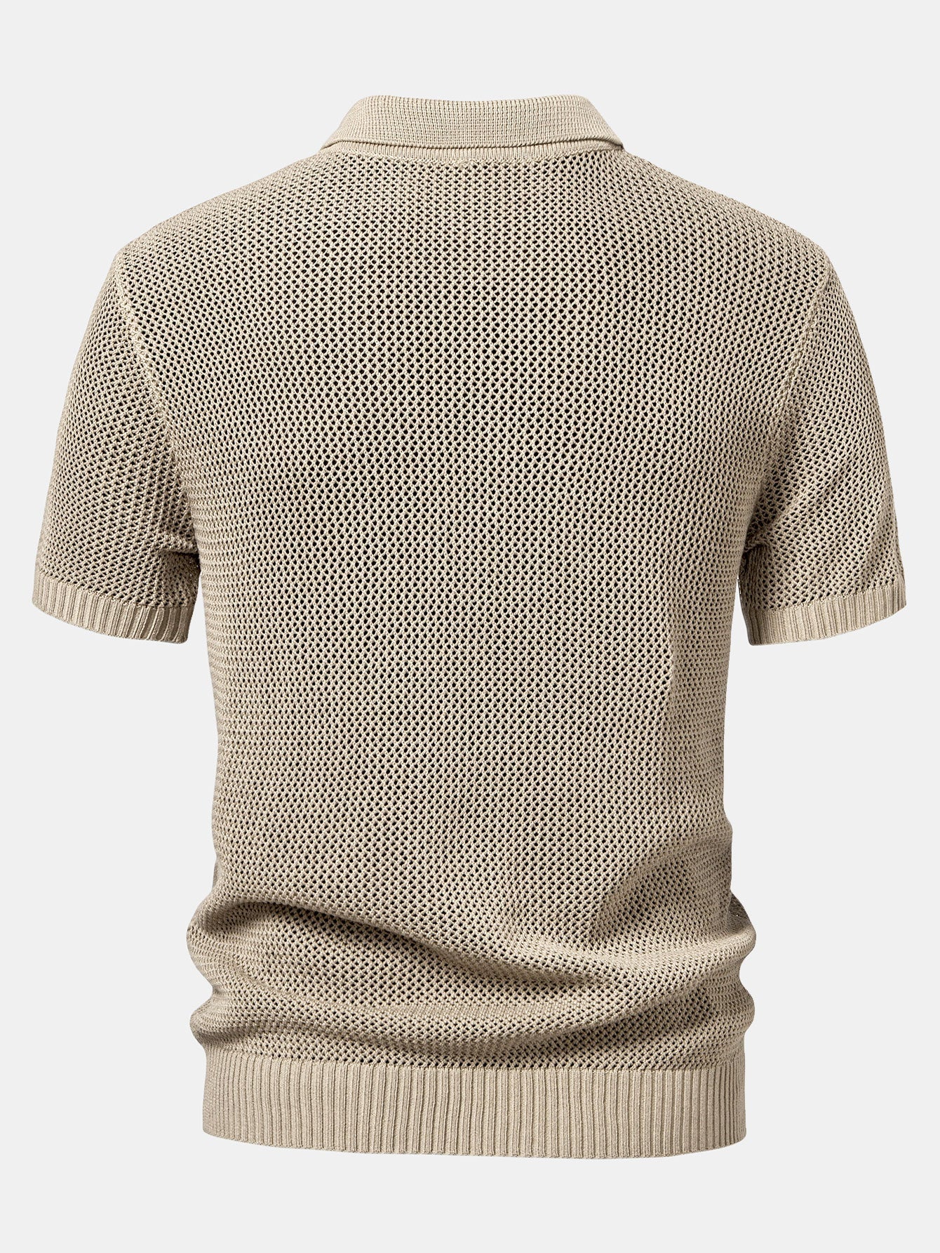 Teodoro® | Eyelet Zip Up Knit Polo Shirt