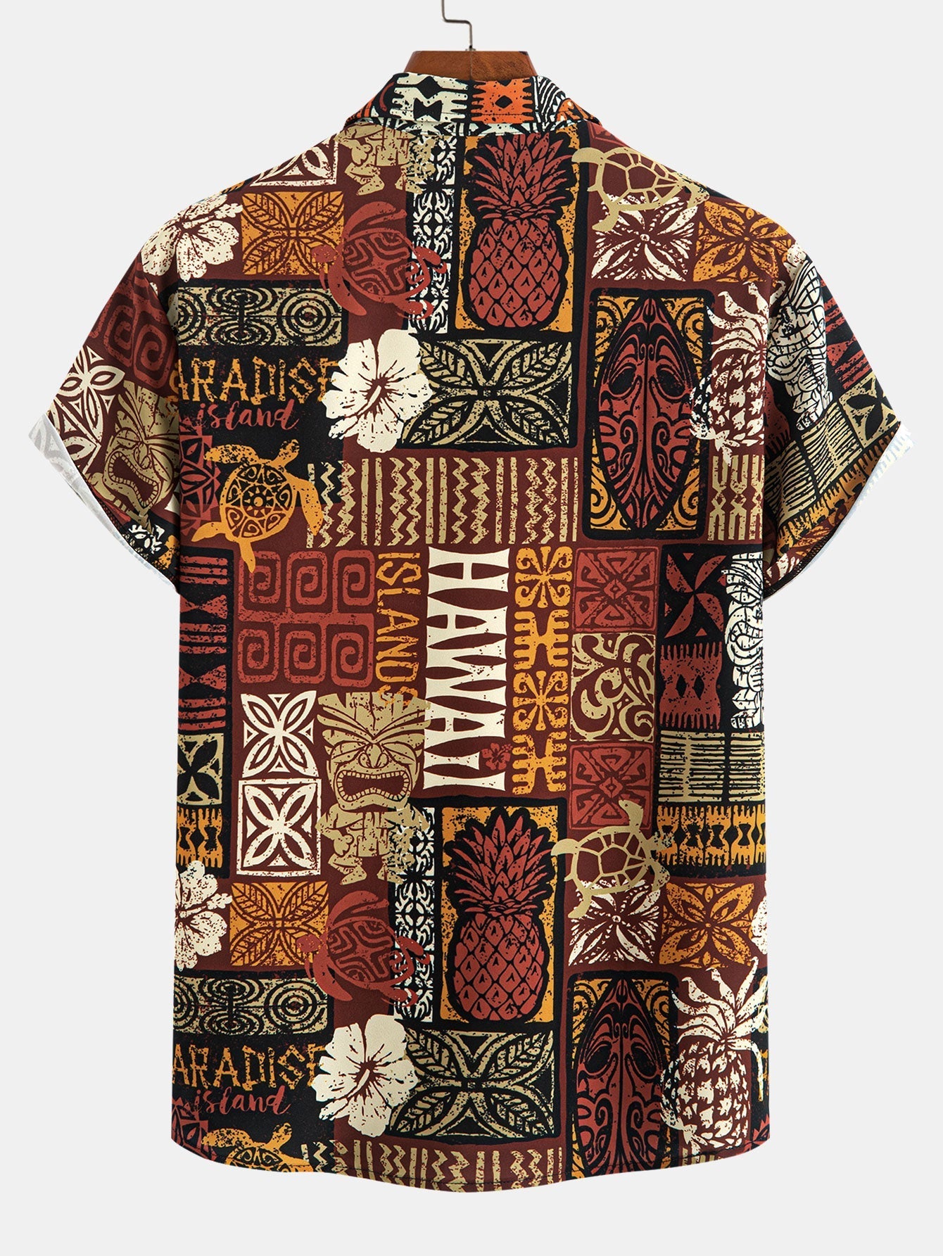 Ismael® | Pineapple Ethnic Hawaii Print Button Up Shirt