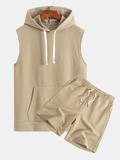 Raymond® | Striped Jacquard Sleeveless Hooded T-Shirt & Shorts
