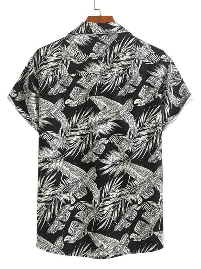 Luca® | Tropical Plants Print Button Up Shirt & Drawstring Swim Shorts