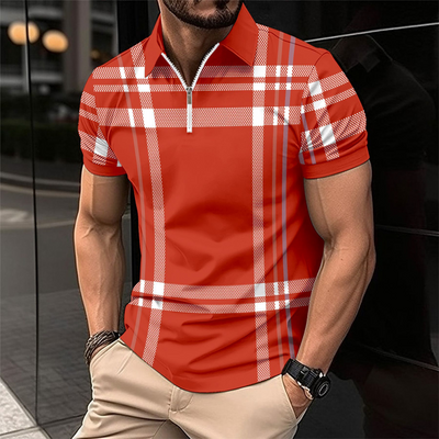 Prudencio® | Miami Striped Sports Polo Zipper