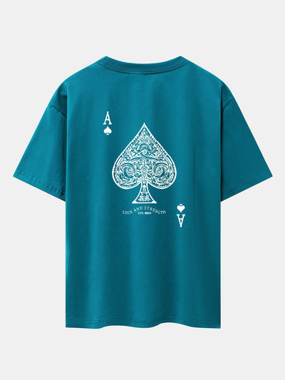 Ahab® | Ace Of Spades Print Drop Shoulder Oversize T-Shirt