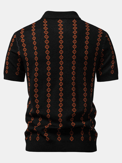 Joseph | Geometric Knit V Neck Polo Shirt