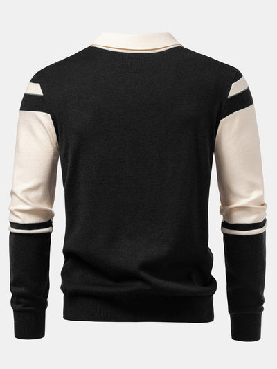 Alonso® | Long Sleeve Color Block Knit Polo Shirt