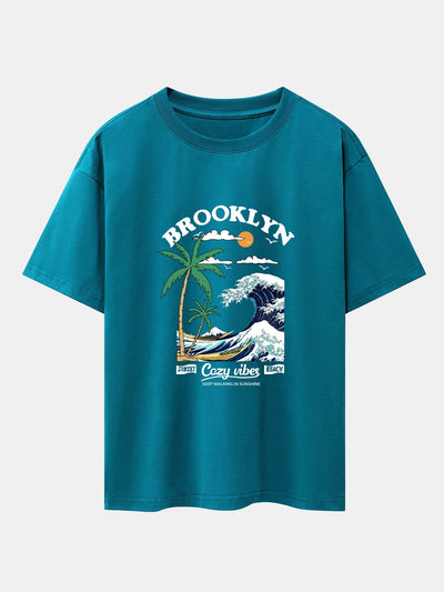 Alair® | Beach Waves Print Drop Shoulder Oversize T-Shirt