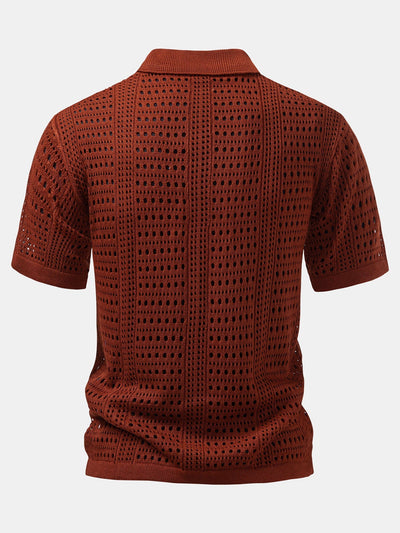 Alexander | Crochet  V Neck Polo Shirt