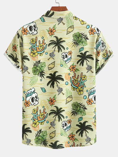 Arnuad® | Tropical Wilderness Skull Print Button Up Shirt