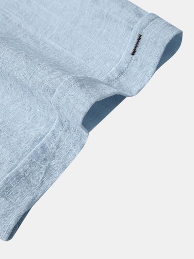 Guarionex® | Short Sleeve Linen Look Polo Collar Shirt
