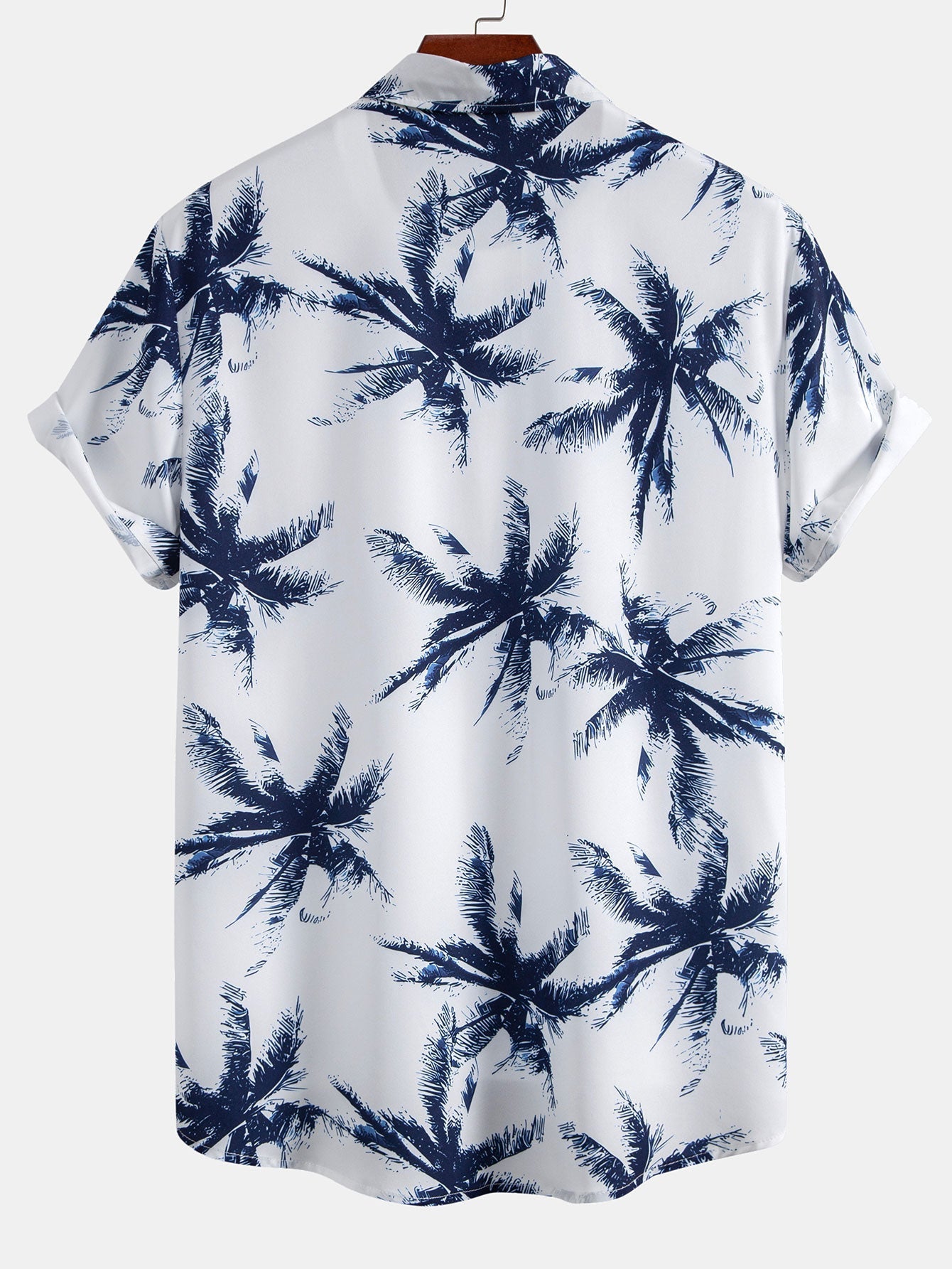 Evaristo® | Palm Tree Print Button Up Shirt & Man Mid Length Drawstring Swim Shorts