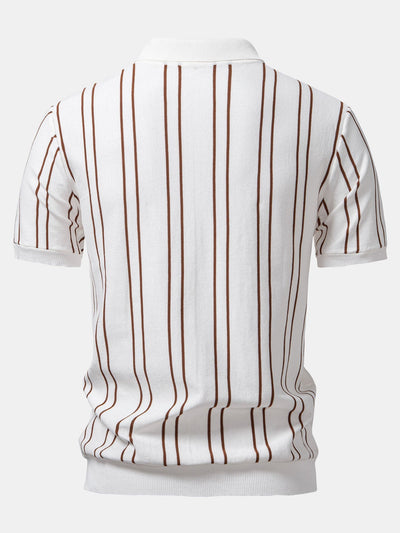Matthew | Striped Knitted Polo Shirt