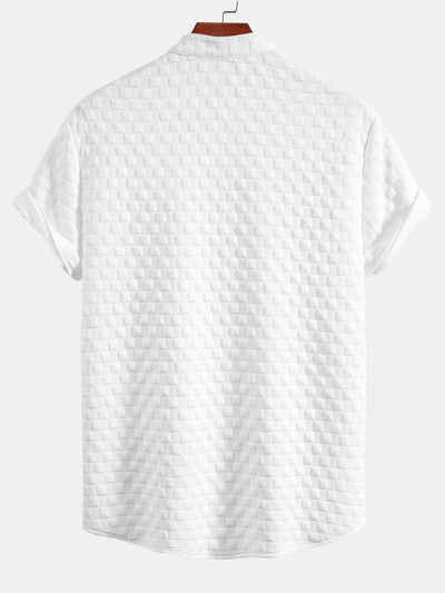 Jeffrey® | Checkerboard Stand Collar Shirt & Checkerboard Jacquard Shorts