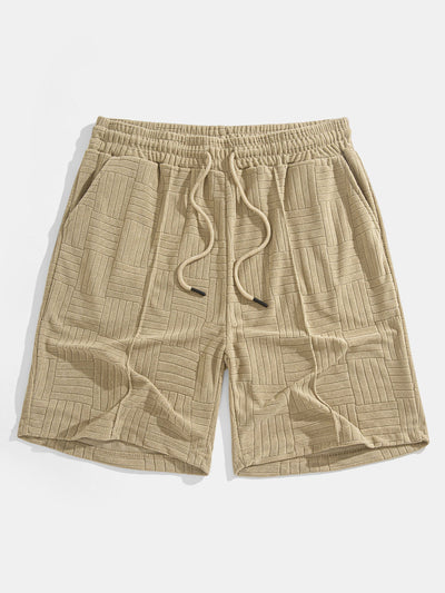 Edilberto® | Striped Towelling Texture Arc Hem T-Shirt & Shorts