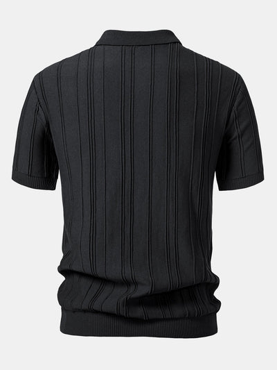 Hunter | Stripe Jacquard Zipper Knit Polo Shirt