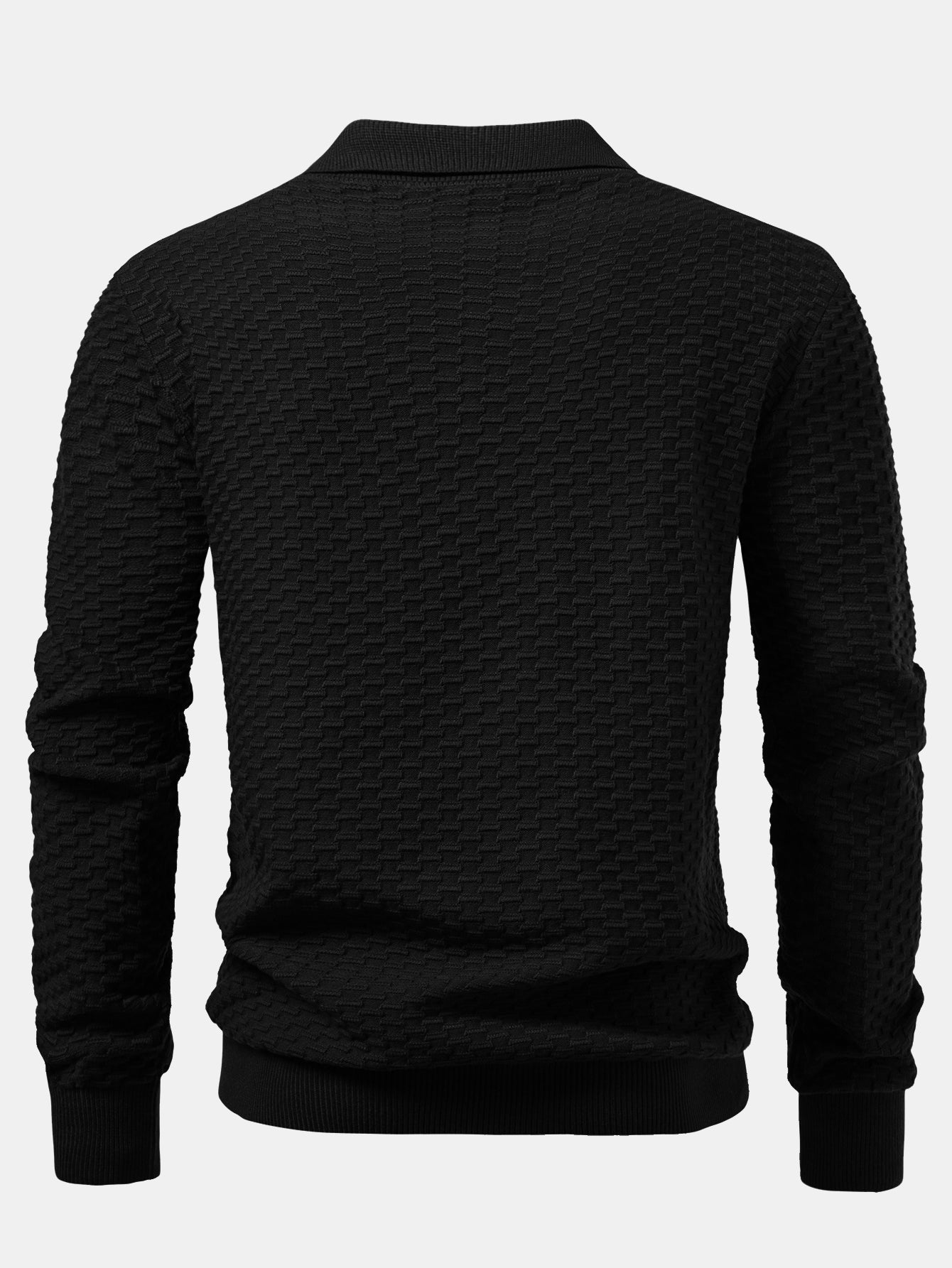 Aquilino® | Long Sleeve Textured Knit  Polo Shirt
