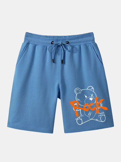 Telesphorus | Rock Bear Print Mid Length Shorts