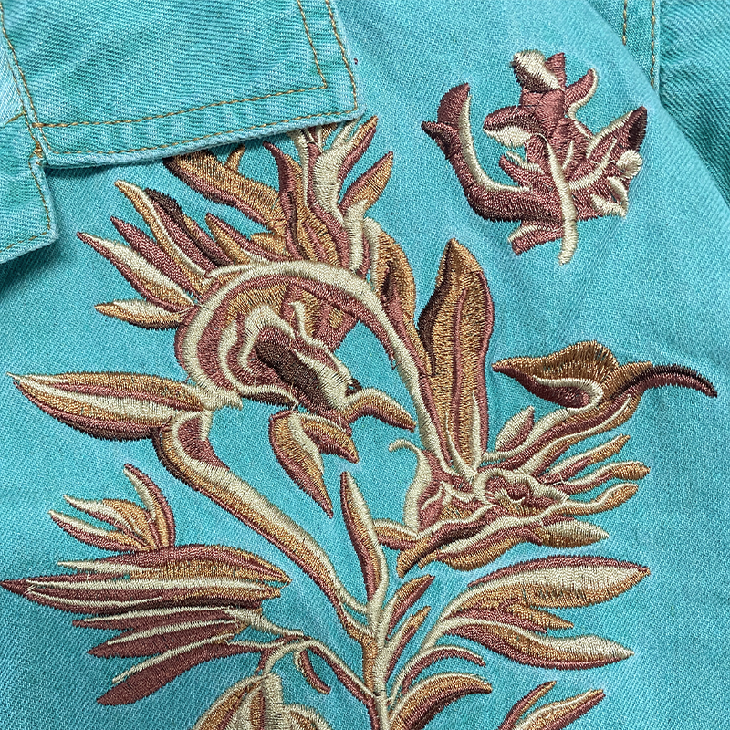 Men's Smmer Fashion Casal Retro Western Style Tencel DeniEmbroidery Jmpsit (Withot Belt)