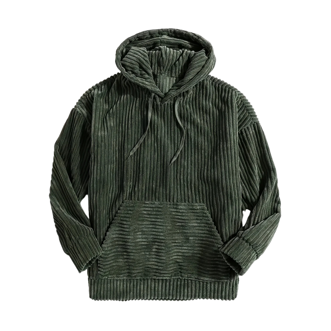 Dionel | Men's structured corduroy hoodie with kangaroo pocket
