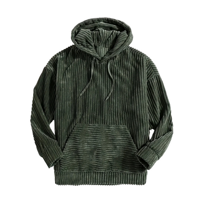 Dionel | Men's structured corduroy hoodie with kangaroo pocket