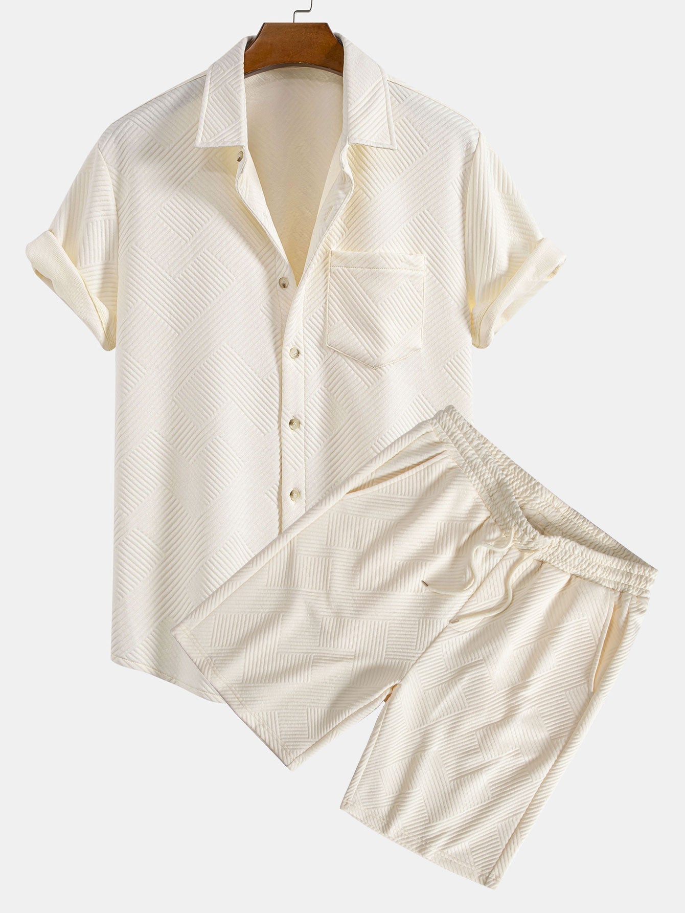 Eleuterio® | Stripe Jacquard Button Up Shirt & Shorts