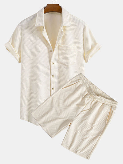 Eleuterio® | Stripe Jacquard Button Up Shirt & Shorts