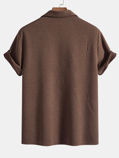 Cyrus® | Geometric Style: Short-Sleeved Cuban Shirt With Geometric Texture