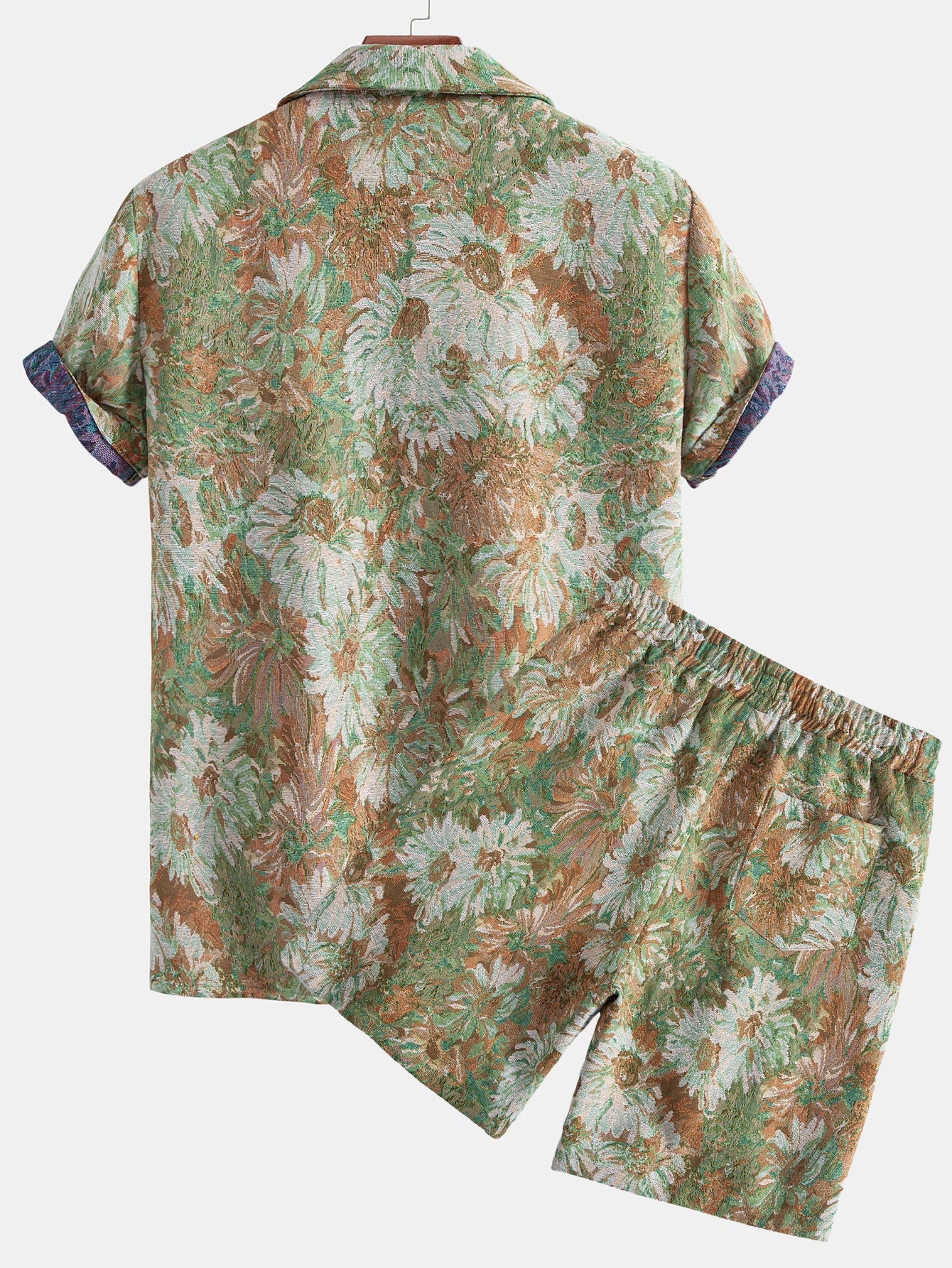 Adeimantos® | Painted Floral Jacquard Cuban Shirt & Shorts