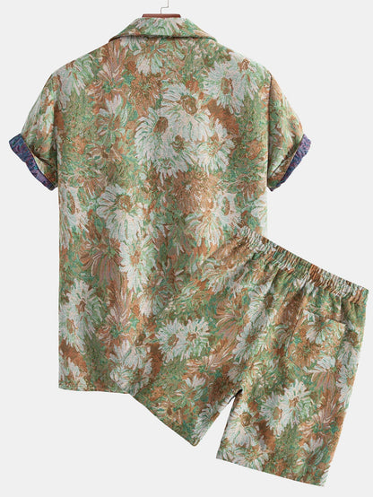 Adeimantos® | Painted Floral Jacquard Cuban Shirt & Shorts