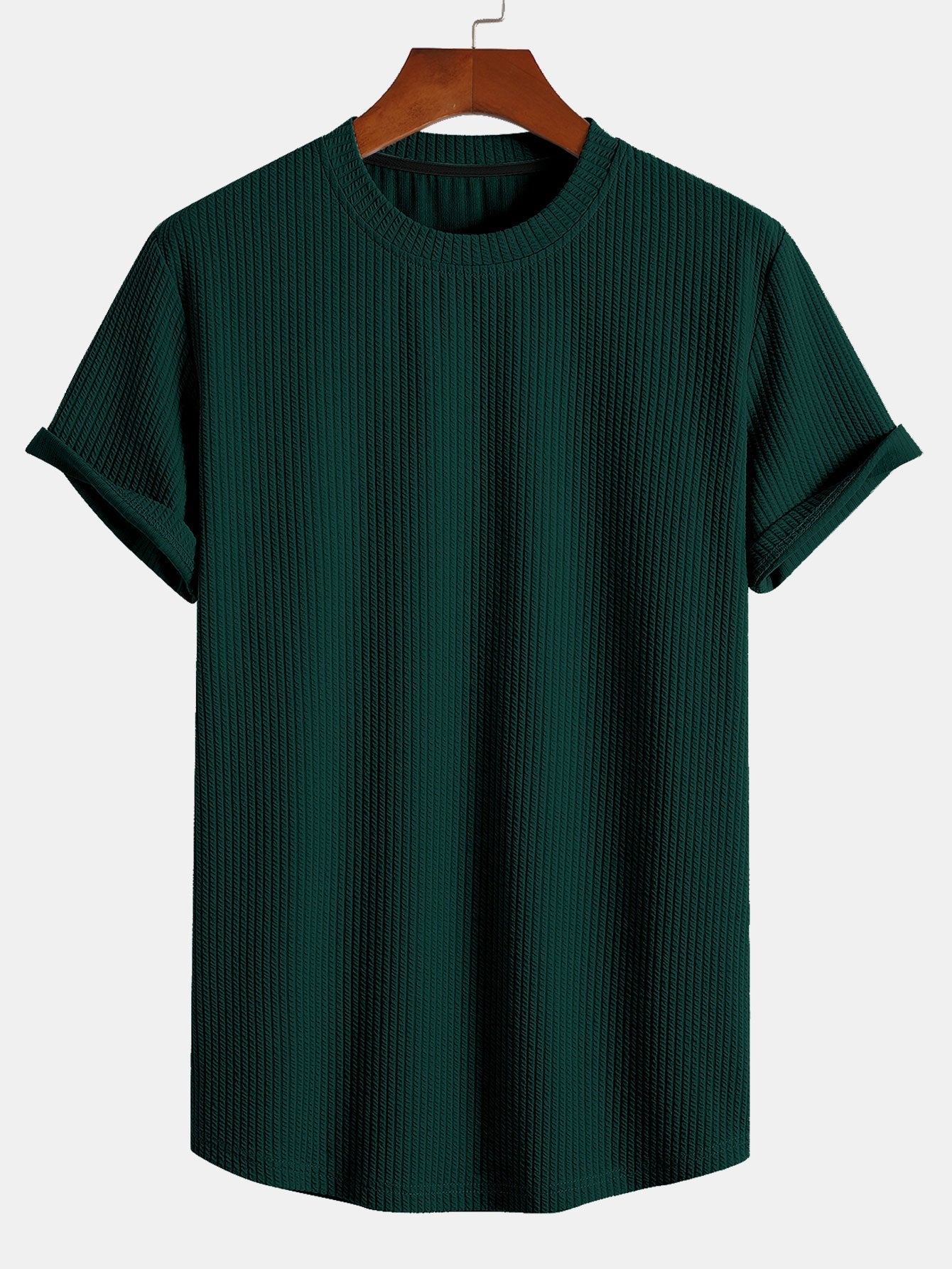 Adán® | Muscle Fit Ribbed Arc Hem T-Shirt