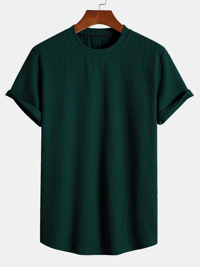 Adán® | Muscle Fit Ribbed Arc Hem T-Shirt