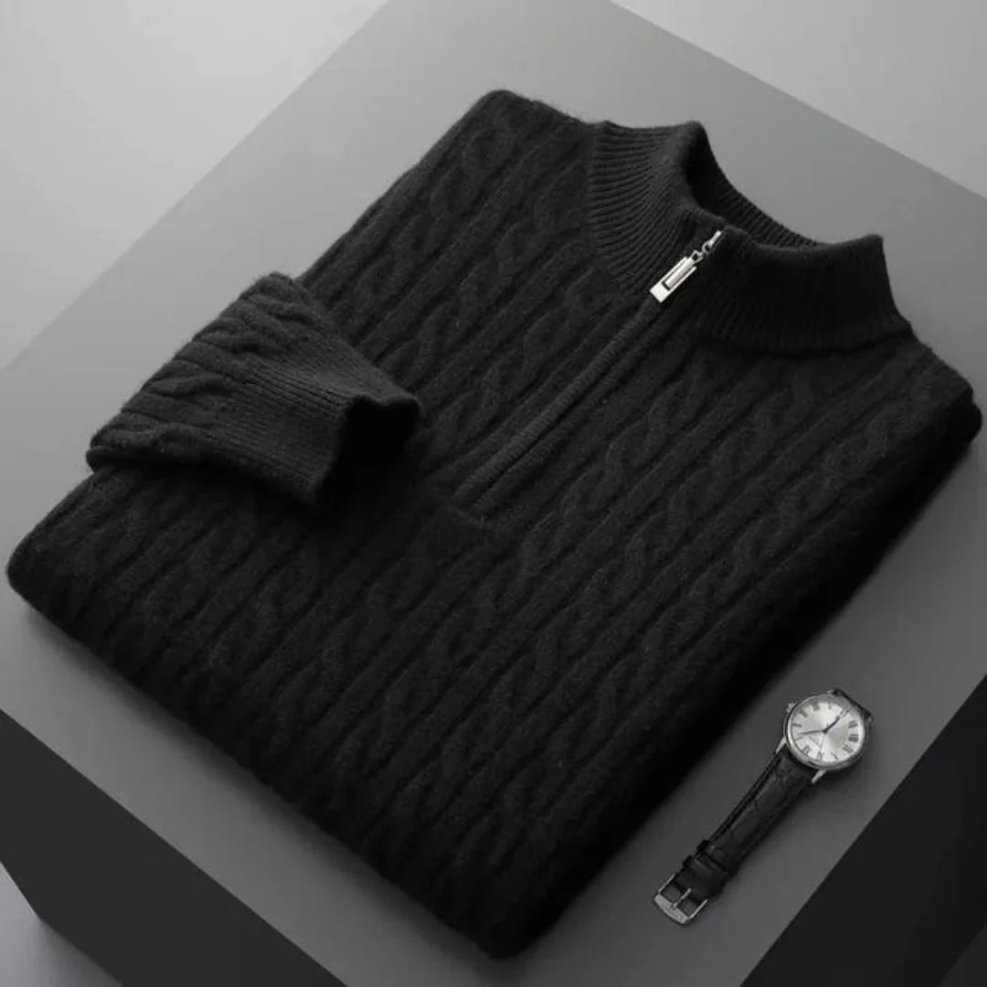 Emmett | Deneb Cashmere Woven Half Zip