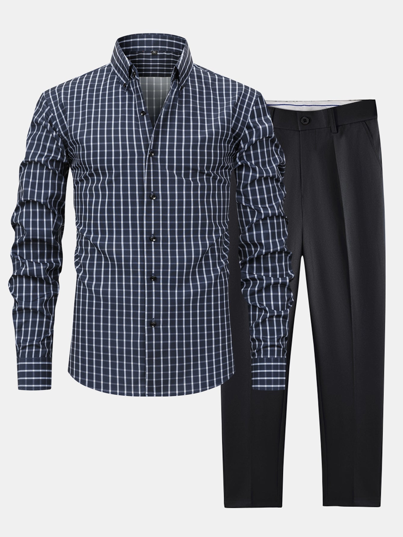 hola Long Sleeve Plaid Button-Down Shirt & Slim Fit Skinny Leg Pants