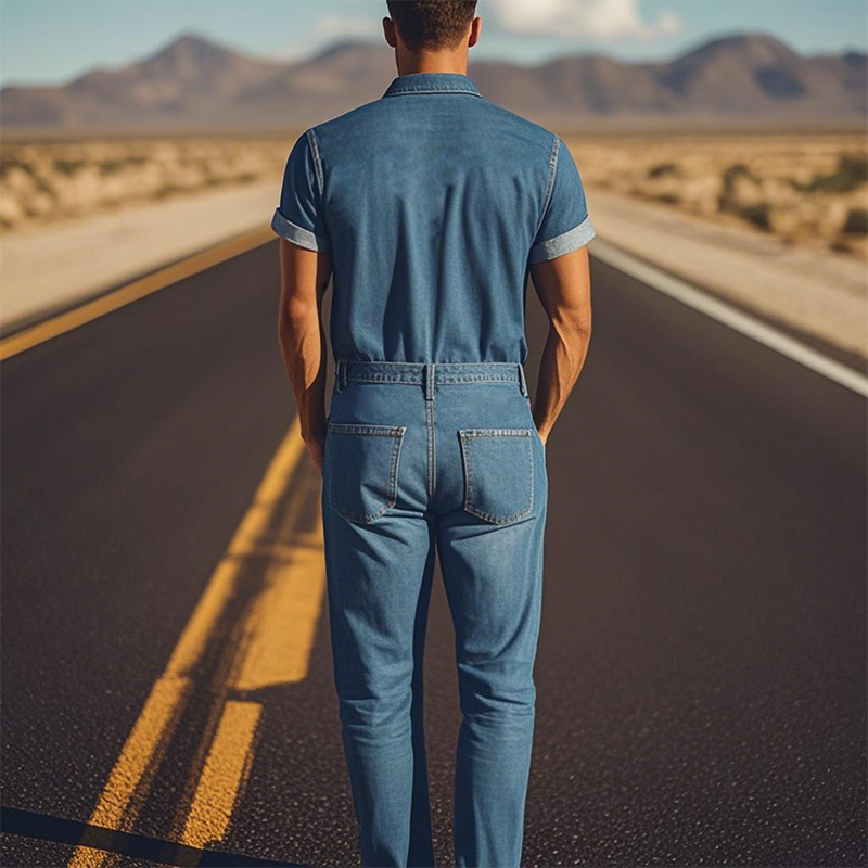 Men's Smmer Fashion Casal Classic Western Style Tencel DeniEmbroidered Jmpsit