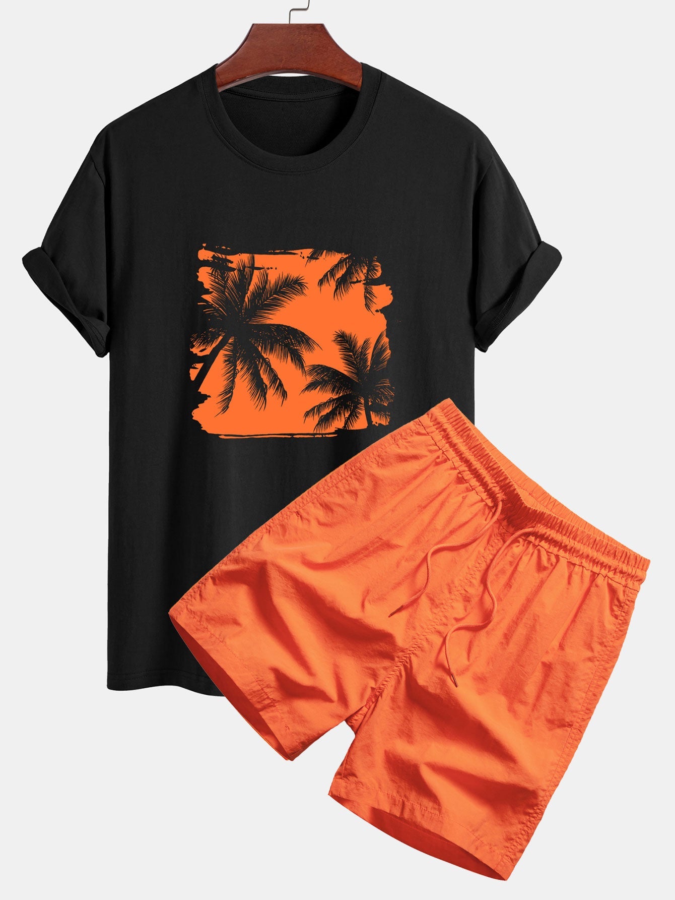 Cole® | Regular Fit Palm Trees Silhouette Print Cotton T-Shirt & Swim Shorts