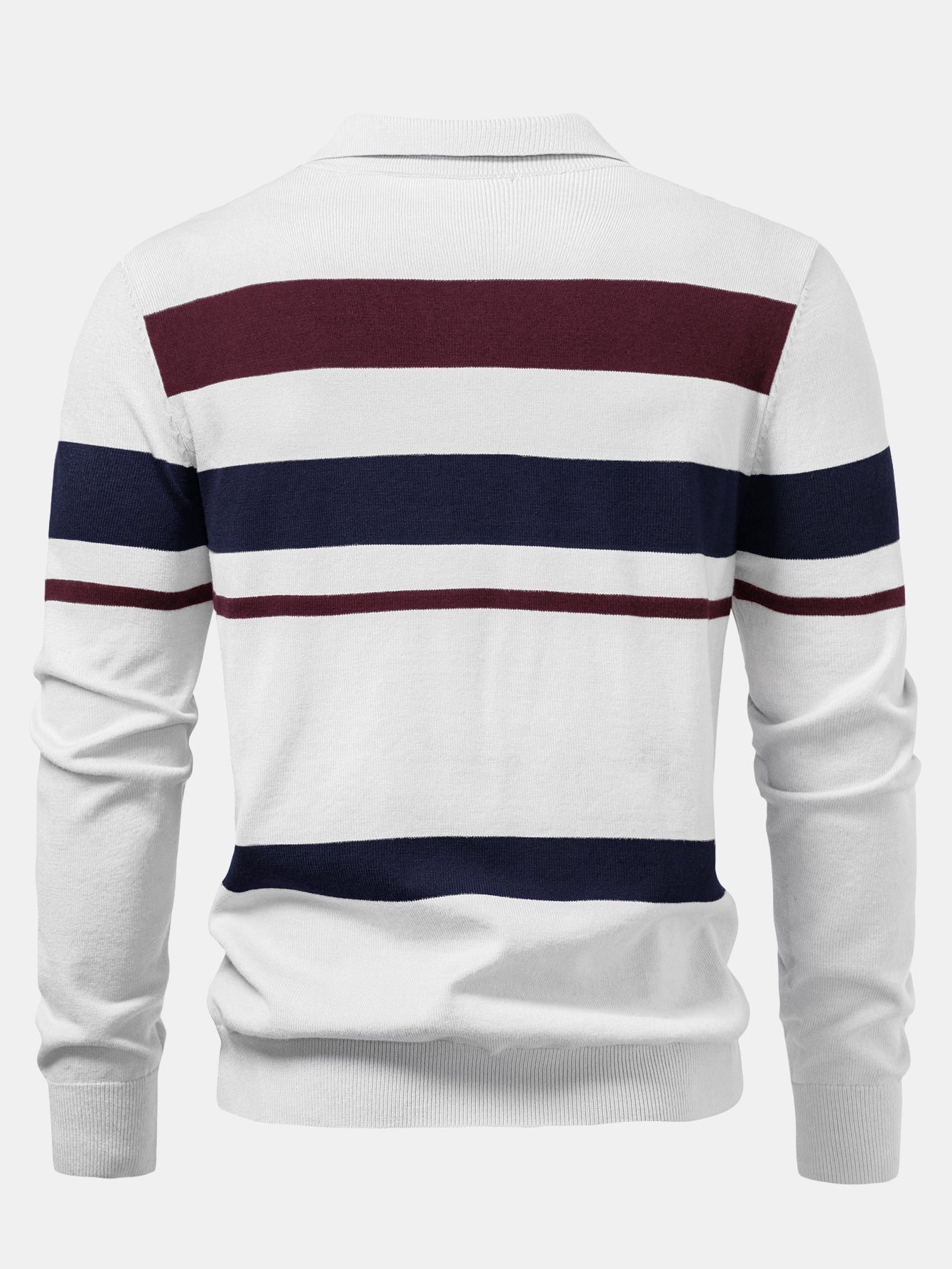Adolfo® | Long Sleeve Stripe Knit Polo Shirt