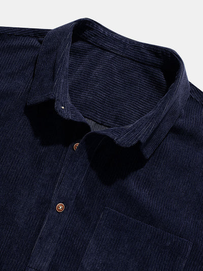 Kevin® | Corduroy Solid Short Sleeve Basic Shirts