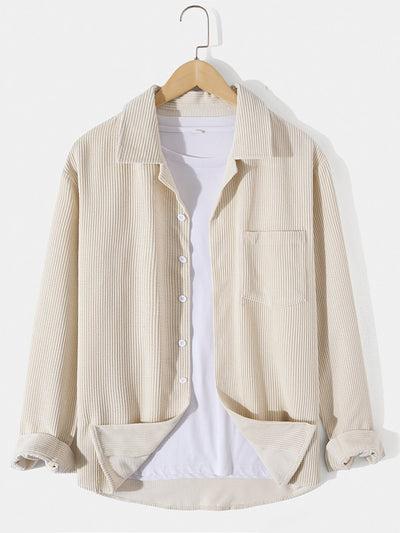 Amethist® | Long Sleeved Corduroy Revere Collar Shirt