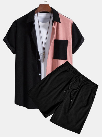 Publio® | Two Tone Corduroy Shirt & Corduroy Shorts