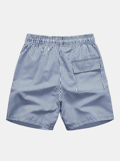 Terry® | Palm Tree Print Button Up Shirt & Stripe Print Swim Shorts