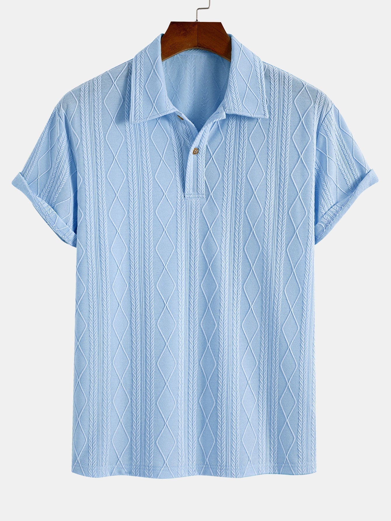 Yovani® | Knitted Geometric Rhombus Jacquard Polo