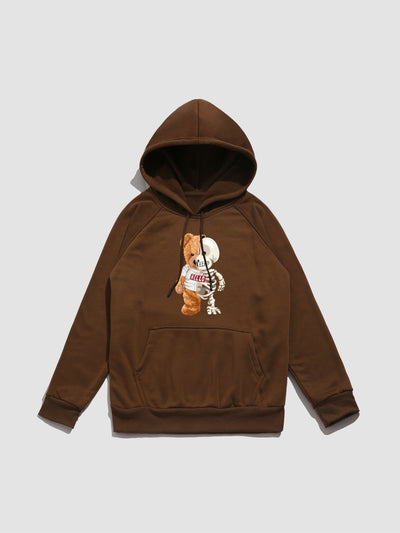 Zavier | Skeleton Bear Print Hoodie